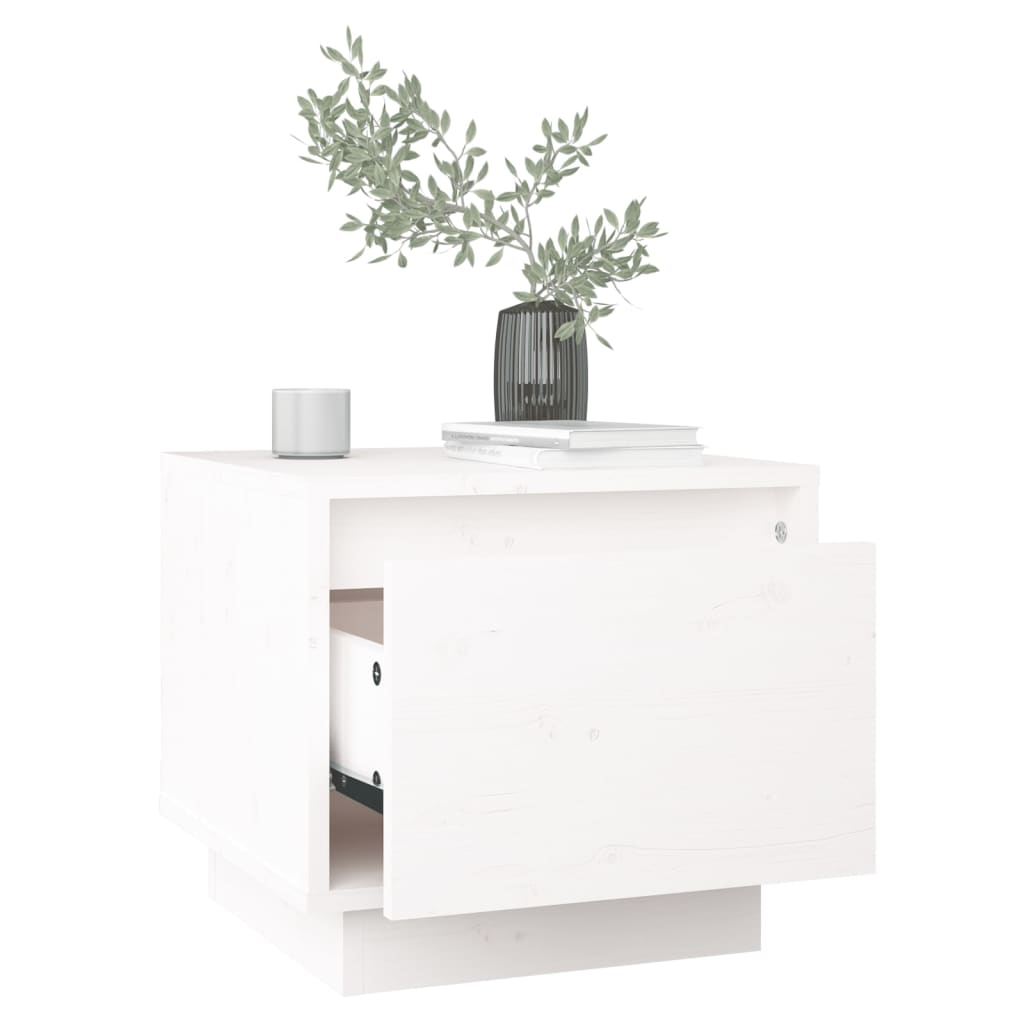 Table de chevet Blanc 35x34x32 cm Bois de pin solide - XIOS