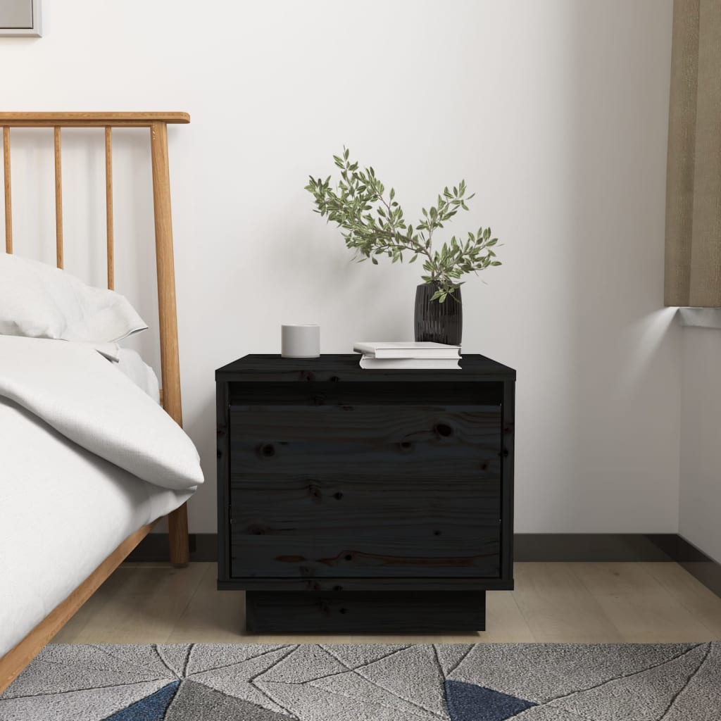 Tables de chevet 2 pcs Noir 35x34x32 cm Bois de pin solide - XIOS