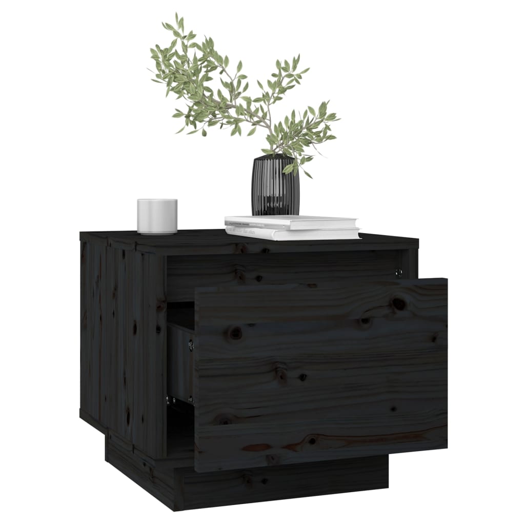 Tables de chevet 2 pcs Noir 35x34x32 cm Bois de pin solide - XIOS