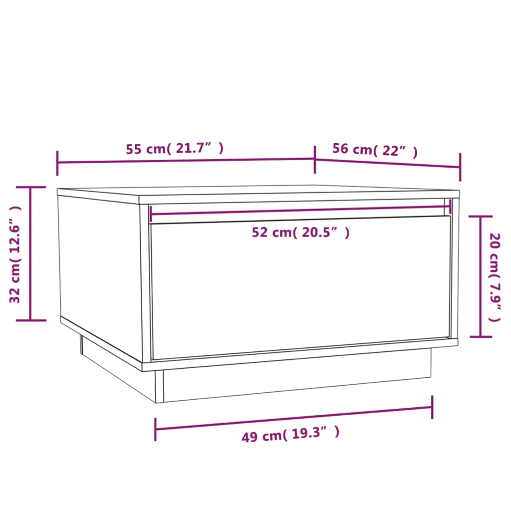 Table basse Blanc 55x56x32 cm Bois massif de pin - XIOS