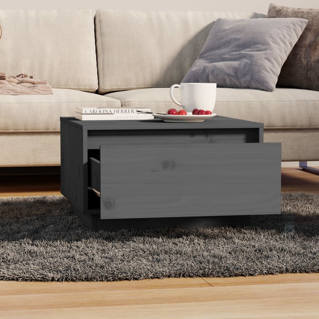 Table basse Gris 55x56x32 cm Bois massif de pin - XIOS