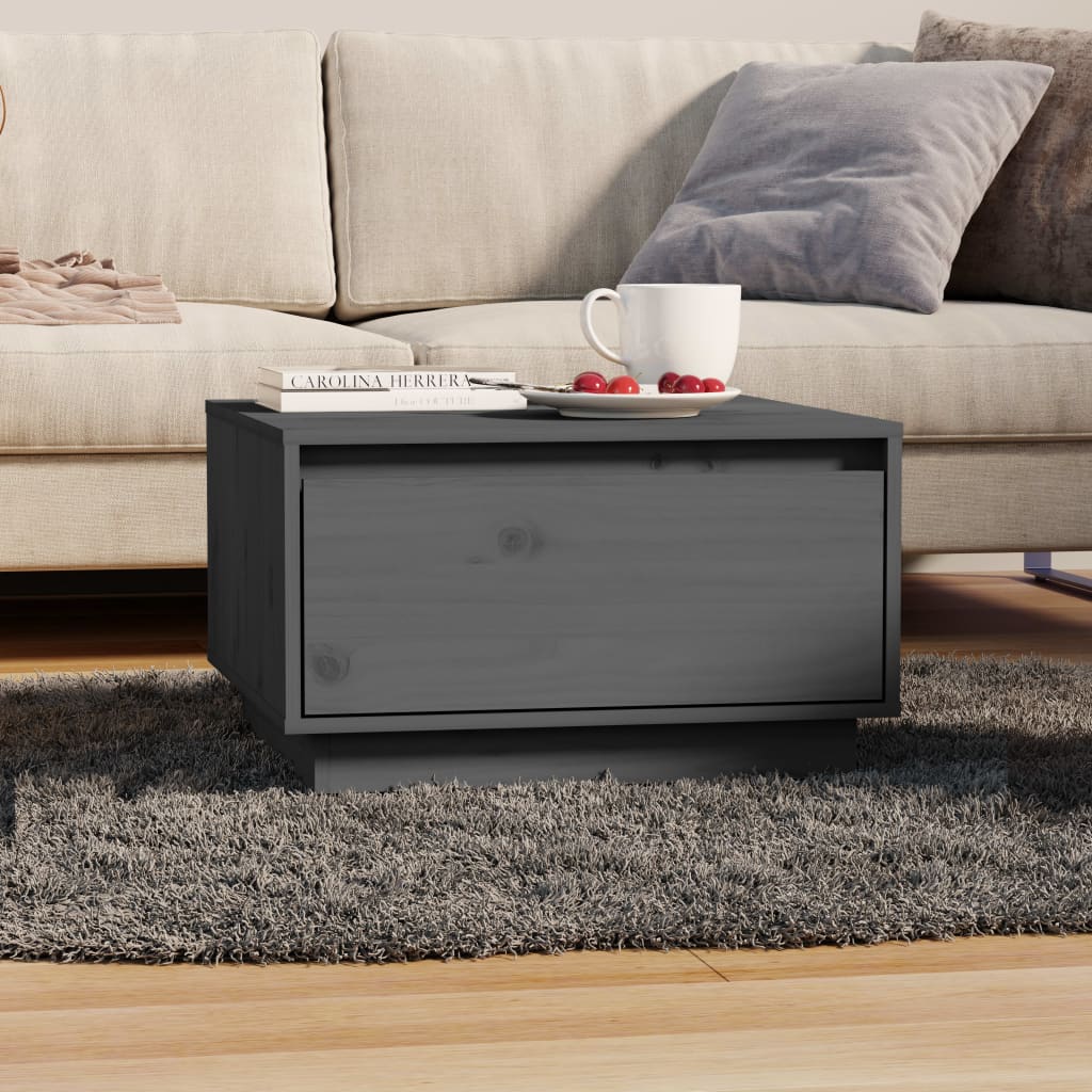 Table basse Gris 55x56x32 cm Bois massif de pin - XIOS