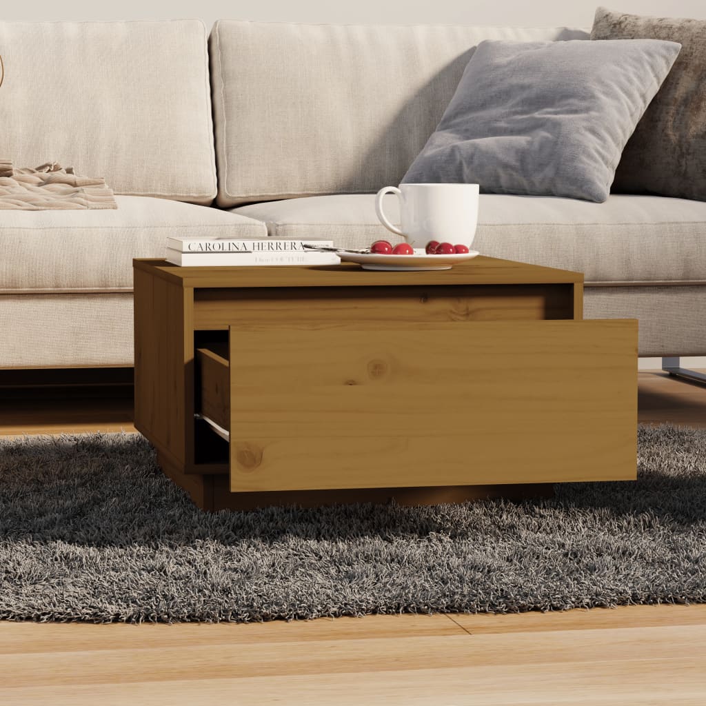 Table basse Marron miel 55x56x32 cm Bois massif de pin - XIOS