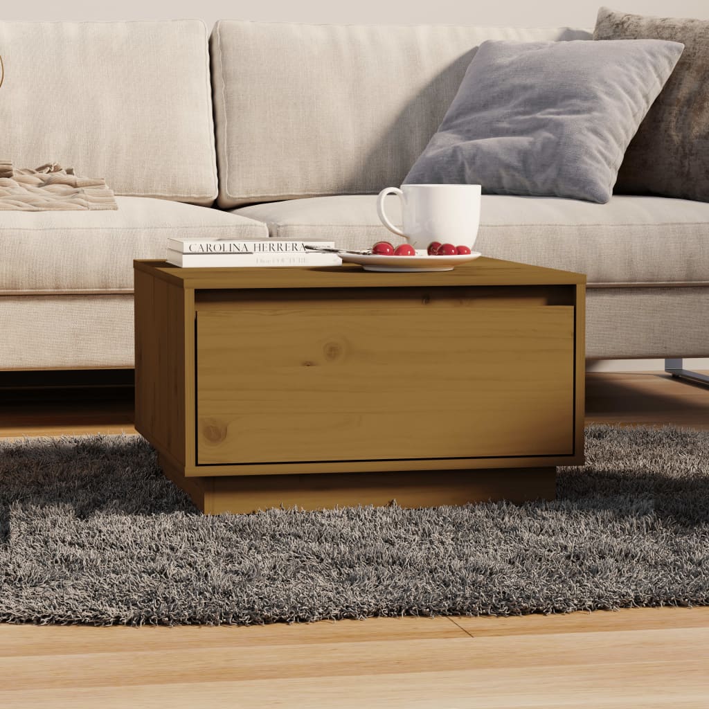 Table basse Marron miel 55x56x32 cm Bois massif de pin - XIOS