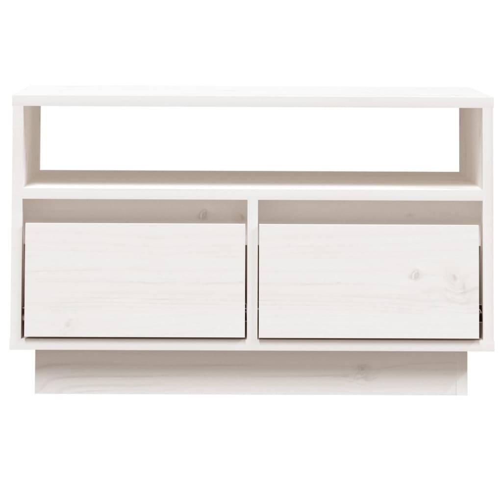 Meuble TV Blanc 60x35x37 cm Bois de pin massif - XIOS