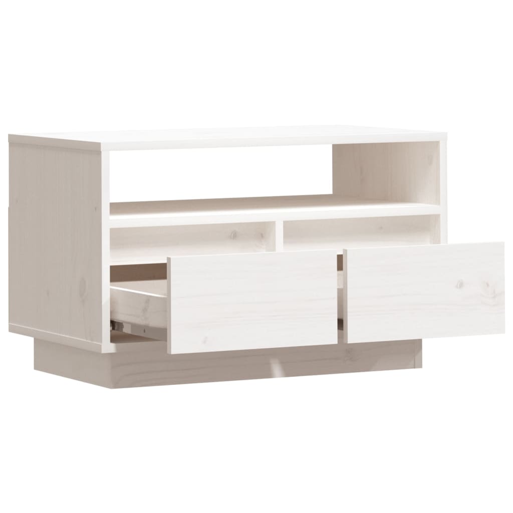 Meuble TV Blanc 60x35x37 cm Bois de pin massif - XIOS
