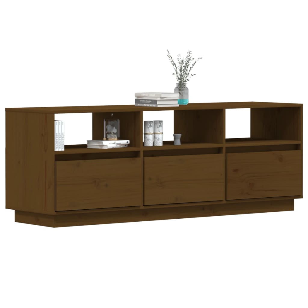Meuble TV Marron miel 140x37x50 cm Bois de pin massif Meubles TV vidaXL   