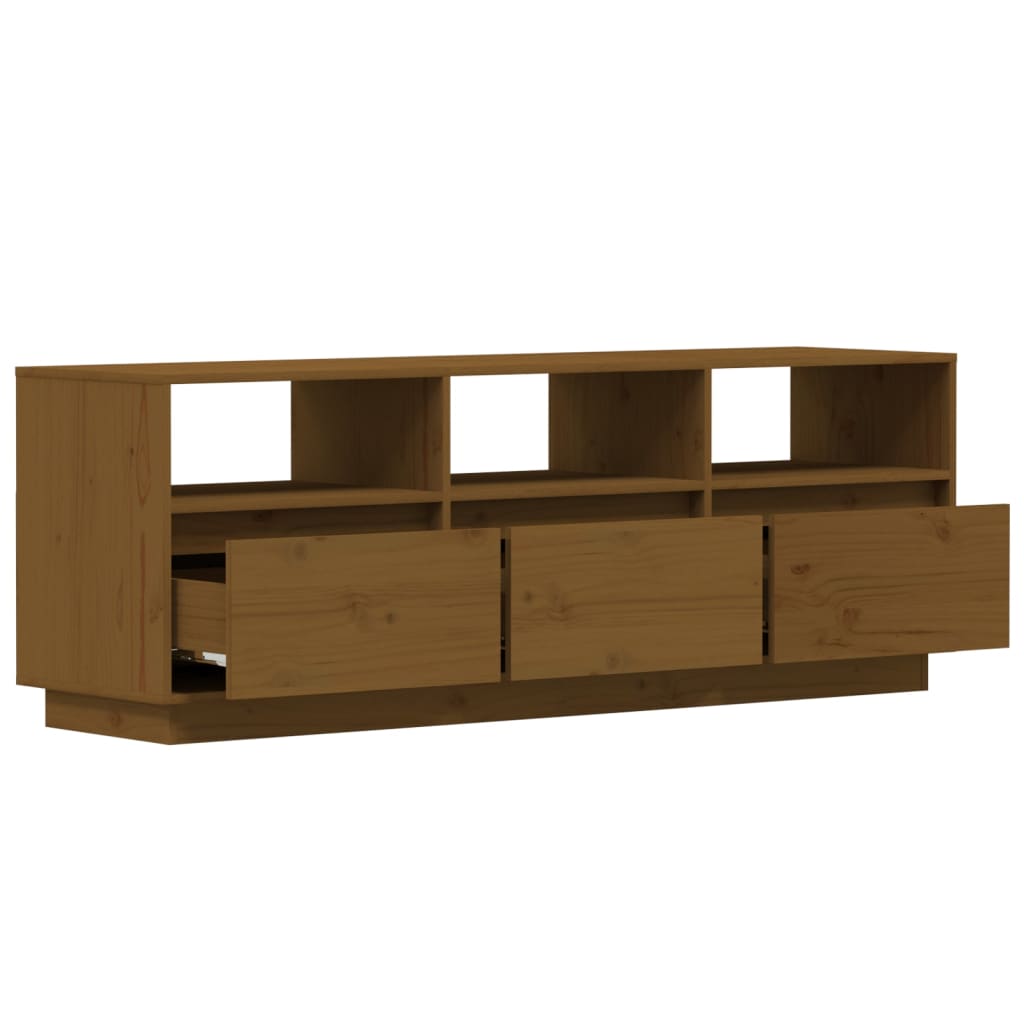 Meuble TV Marron miel 140x37x50 cm Bois de pin massif Meubles TV vidaXL   