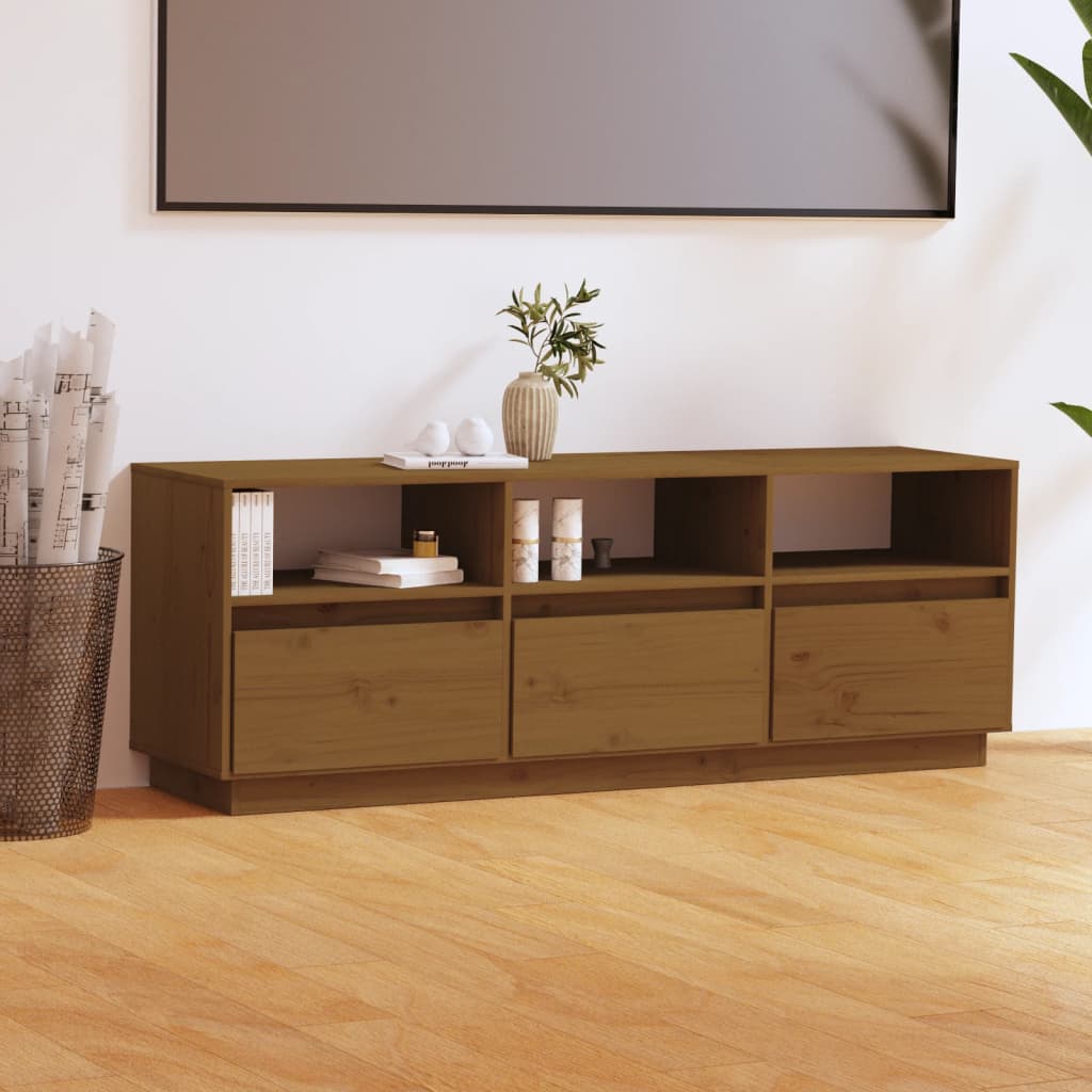 Meuble TV Marron miel 140x37x50 cm Bois de pin massif Meubles TV vidaXL   