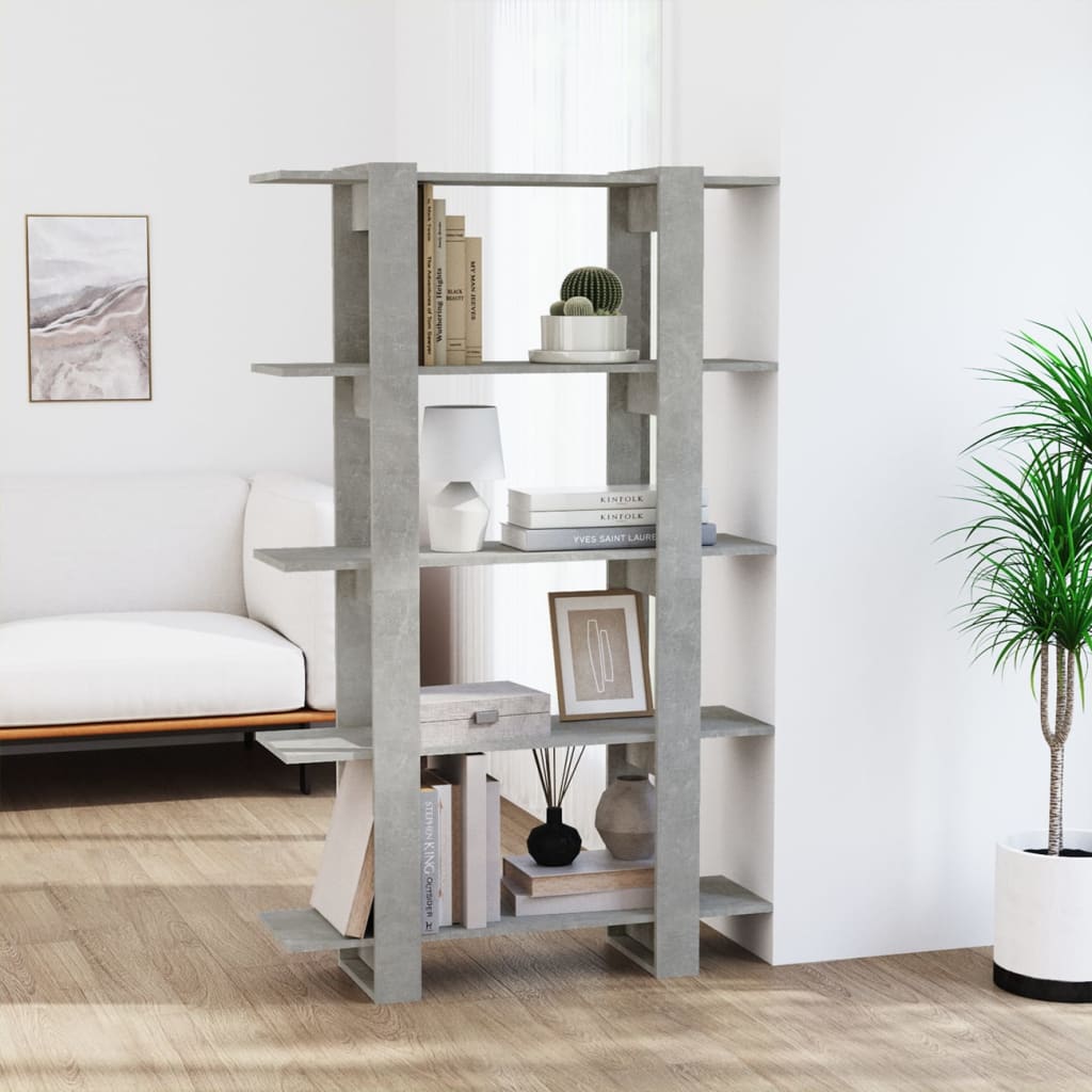 Bibliothèque/Séparateur de pièce Gris béton 100x30x160 cm - XIOS