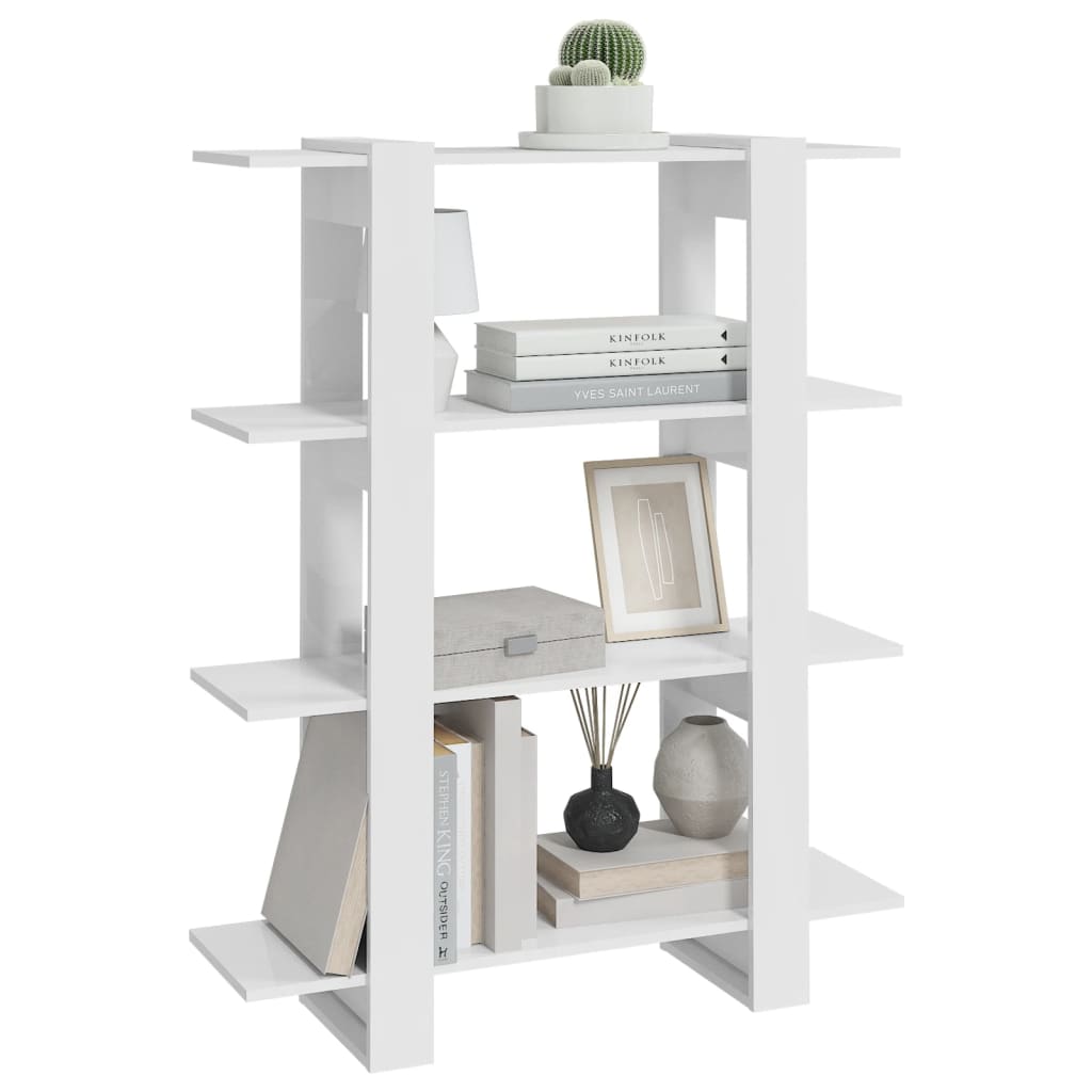 Bibliothèque/Séparateur de pièce Blanc brillant 100x30x123,5 cm - XIOS