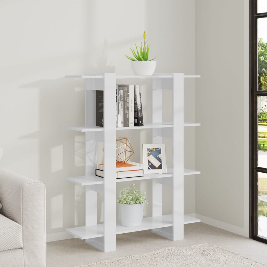 Bibliothèque/Séparateur de pièce Blanc brillant 100x30x123,5 cm - XIOS