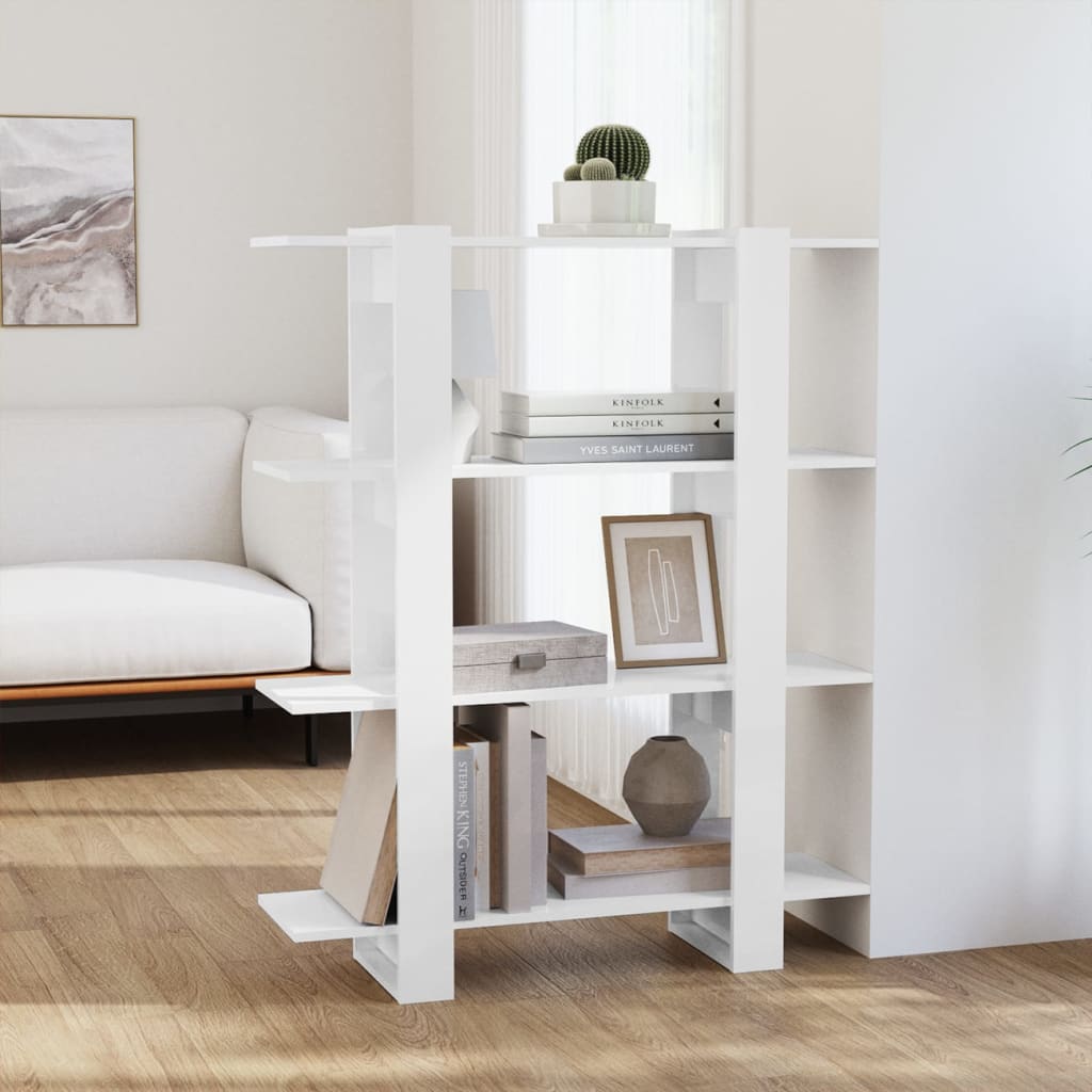 Bibliothèque/Séparateur de pièce Blanc brillant 100x30x123,5 cm - XIOS