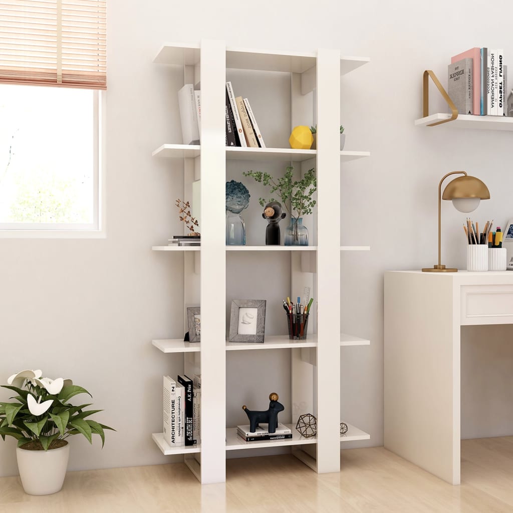 Bibliothèque/Séparateur de pièce Blanc brillant 80x30x160 cm - XIOS
