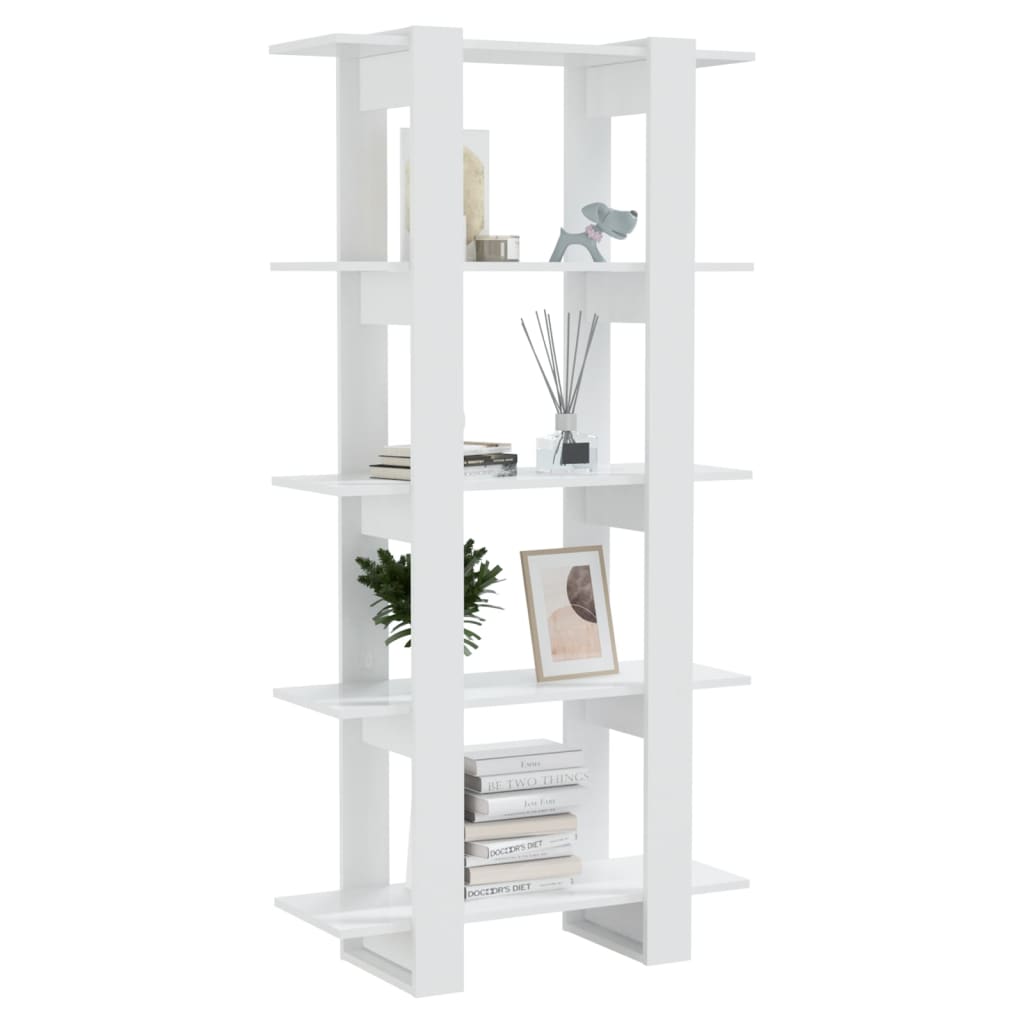 Bibliothèque/Séparateur de pièce Blanc brillant 80x30x160 cm - XIOS