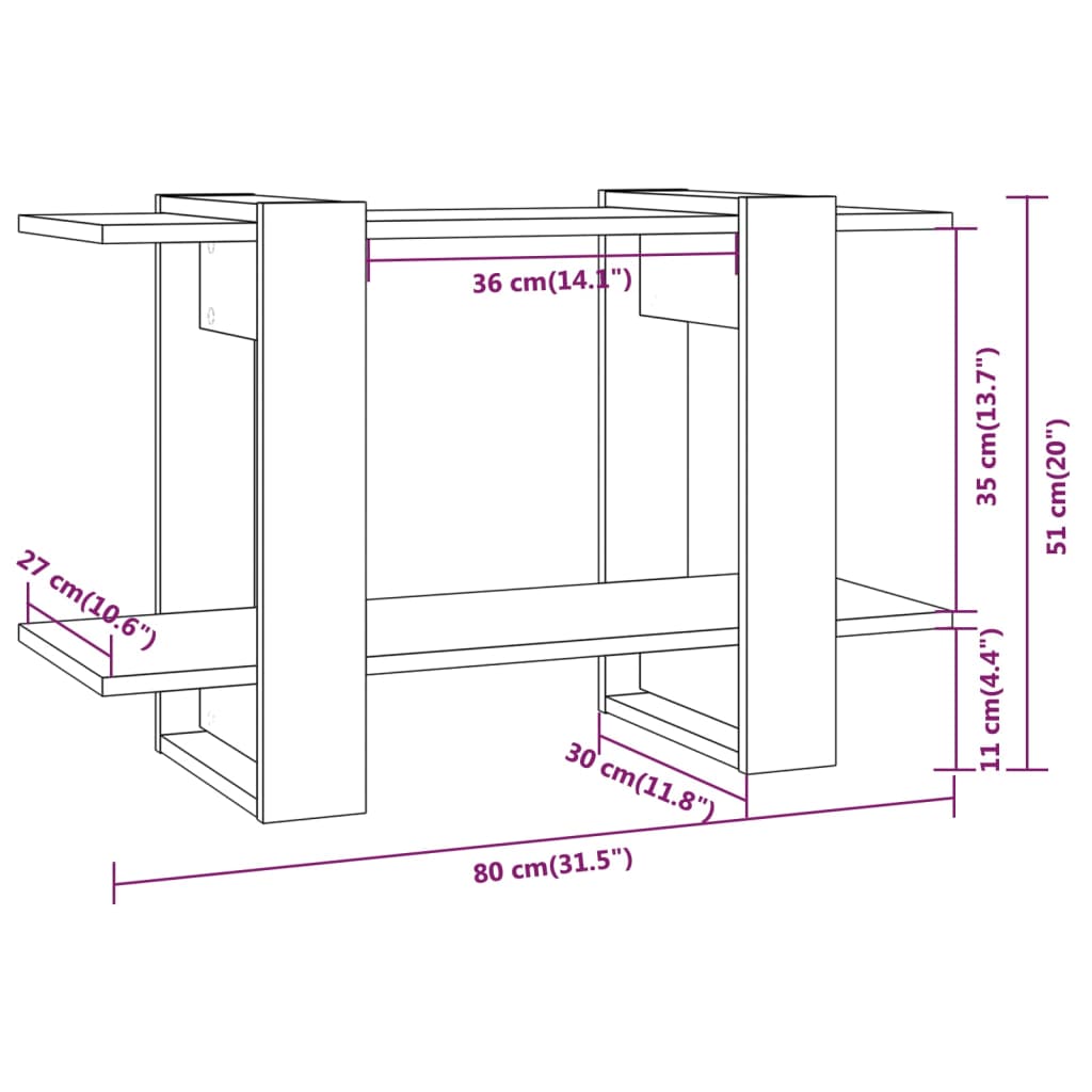 Bibliothèque/Séparateur de pièce Gris béton 80x30x51 cm - XIOS