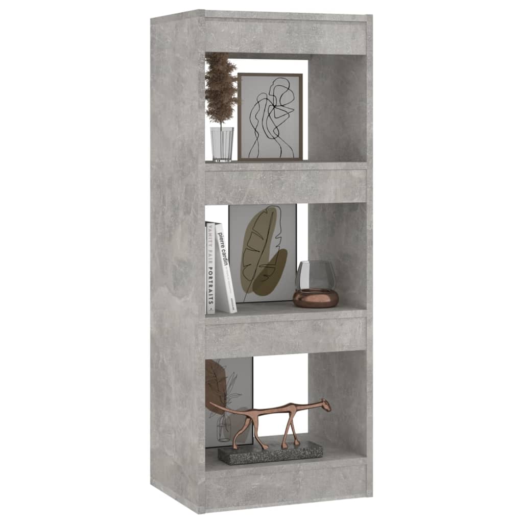 Bibliothèque/séparateur de pièce gris béton bois d'ingénierie - XIOS