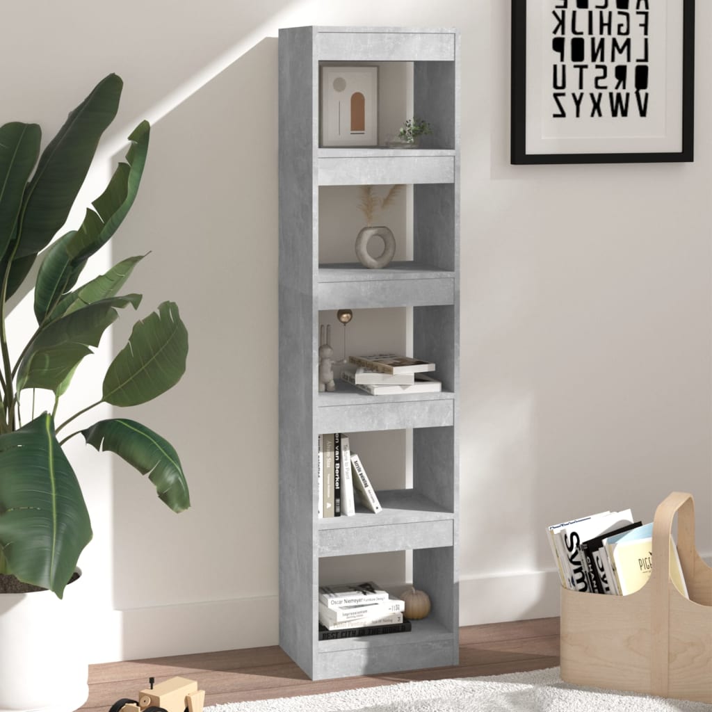 Bibliothèque/Séparateur de pièce Gris béton 40x30x166 cm - XIOS
