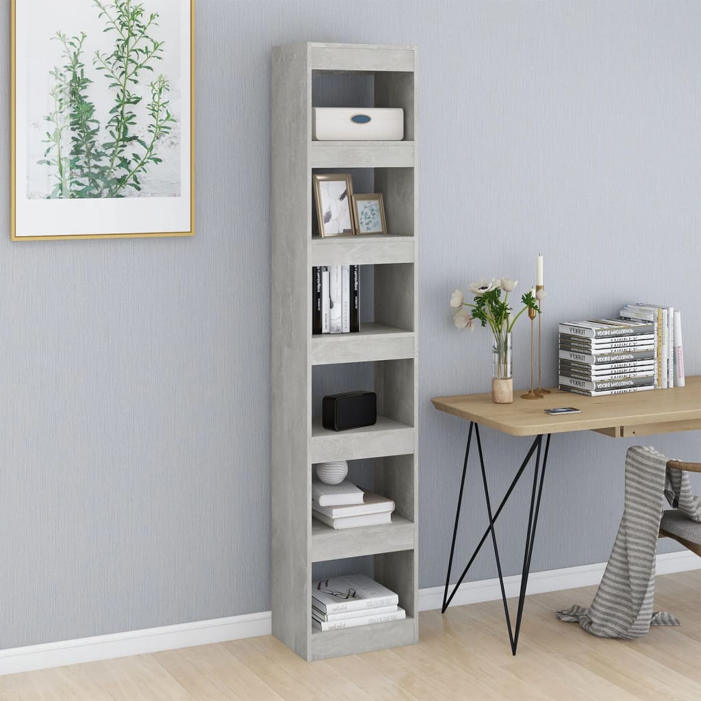 Bibliothèque/Séparateur de pièce Gris béton 40x30x198 cm - XIOS