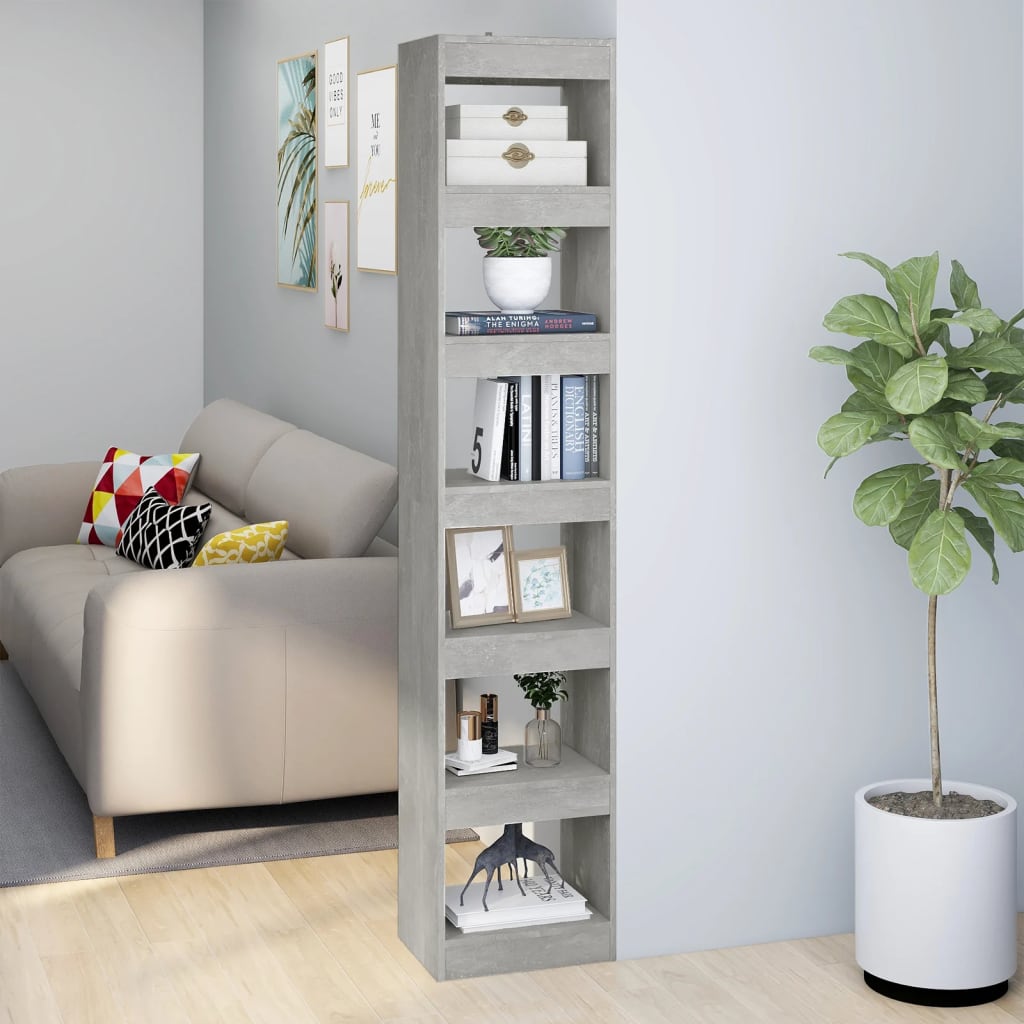 Bibliothèque/Séparateur de pièce Gris béton 40x30x198 cm - XIOS