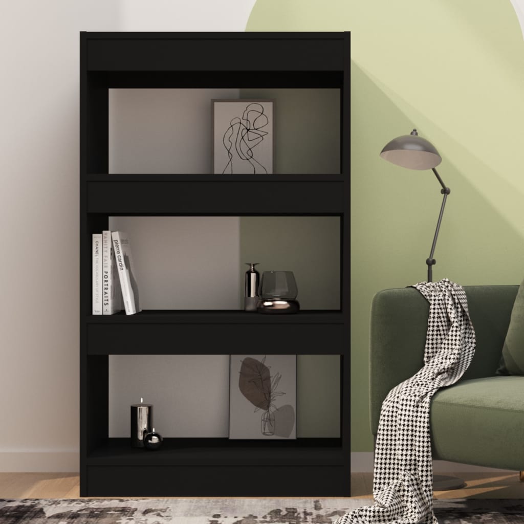 Bibliothèque/séparateur de pièce noir bois d'ingénierie - XIOS
