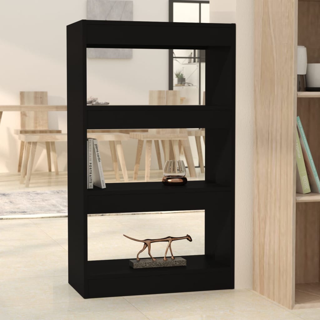Bibliothèque/séparateur de pièce noir bois d'ingénierie - XIOS