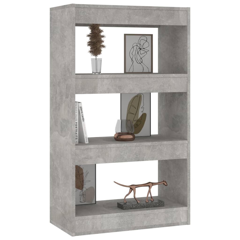 Bibliothèque/séparateur de pièce gris béton bois d'ingénierie - XIOS
