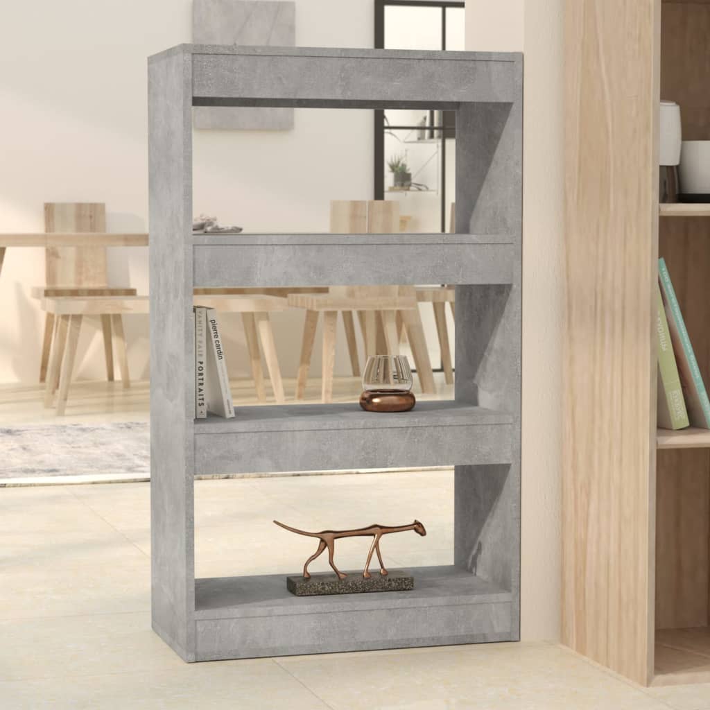 Bibliothèque/séparateur de pièce gris béton bois d'ingénierie - XIOS