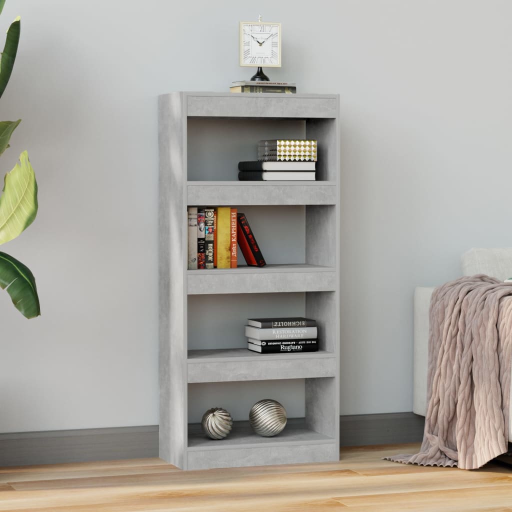 Bibliothèque/Séparateur de pièce Gris béton bois d'ingénierie - XIOS
