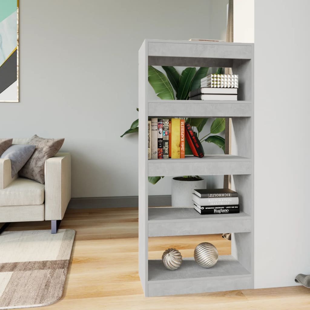 Bibliothèque/Séparateur de pièce Gris béton bois d'ingénierie - XIOS