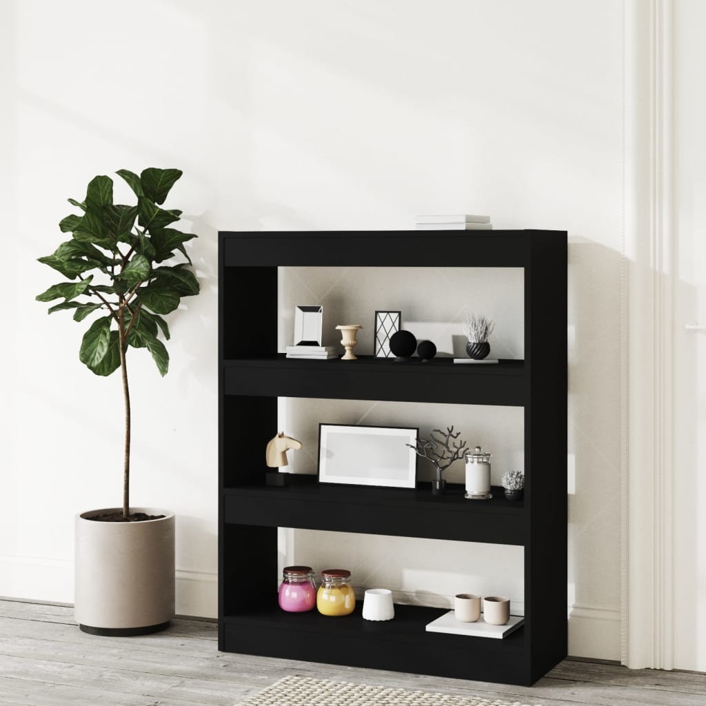 Bibliothèque/Cloison Noir 80x30x103 cm Bois d'ingénierie - XIOS