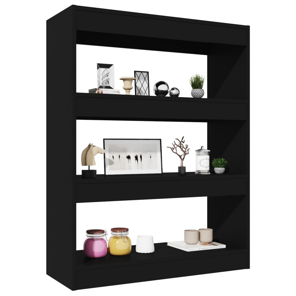 Bibliothèque/Cloison Noir 80x30x103 cm Bois d'ingénierie - XIOS