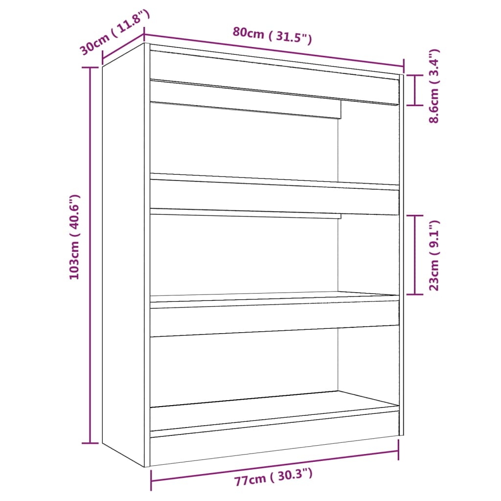 Bibliothèque/Cloison Noir 80x30x103 cm Bois d'ingénierie - XIOS