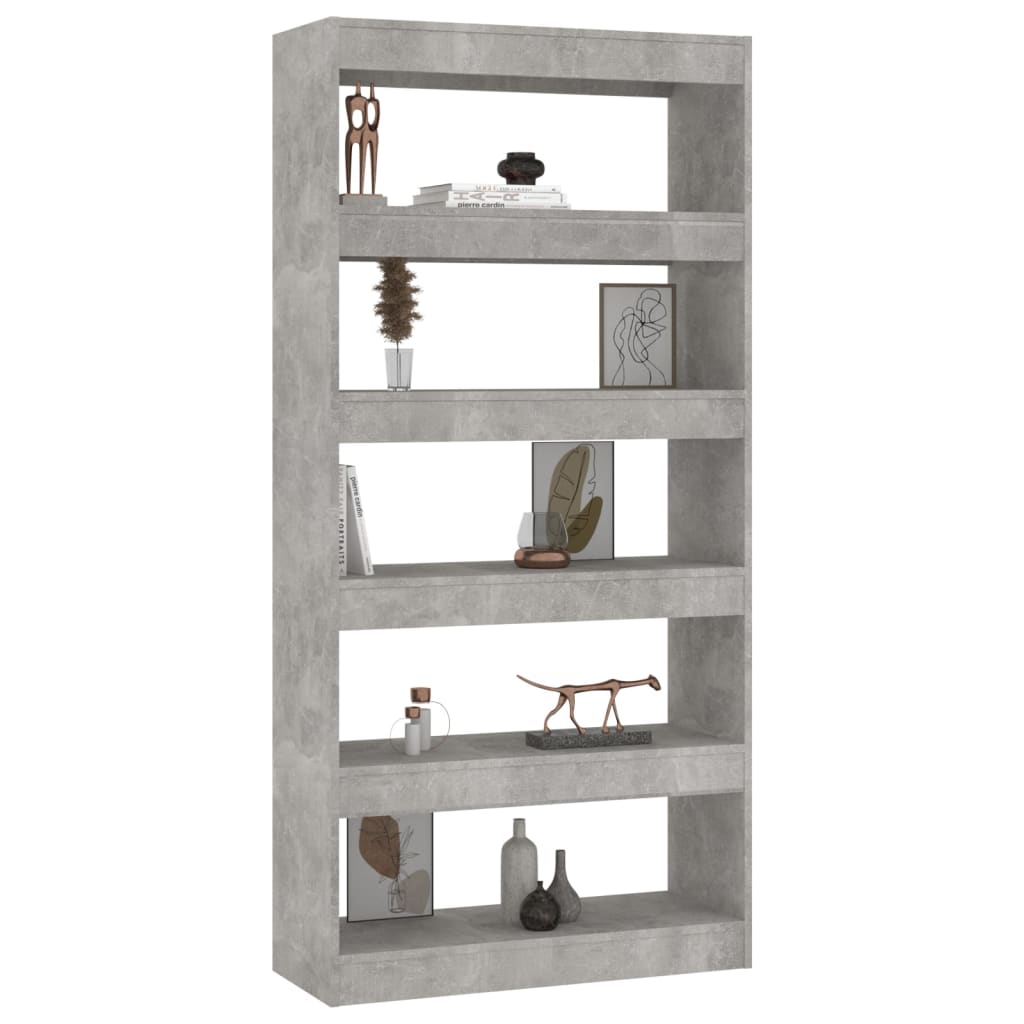 Bibliothèque/Séparateur de pièce Gris béton bois d'ingénierie - XIOS