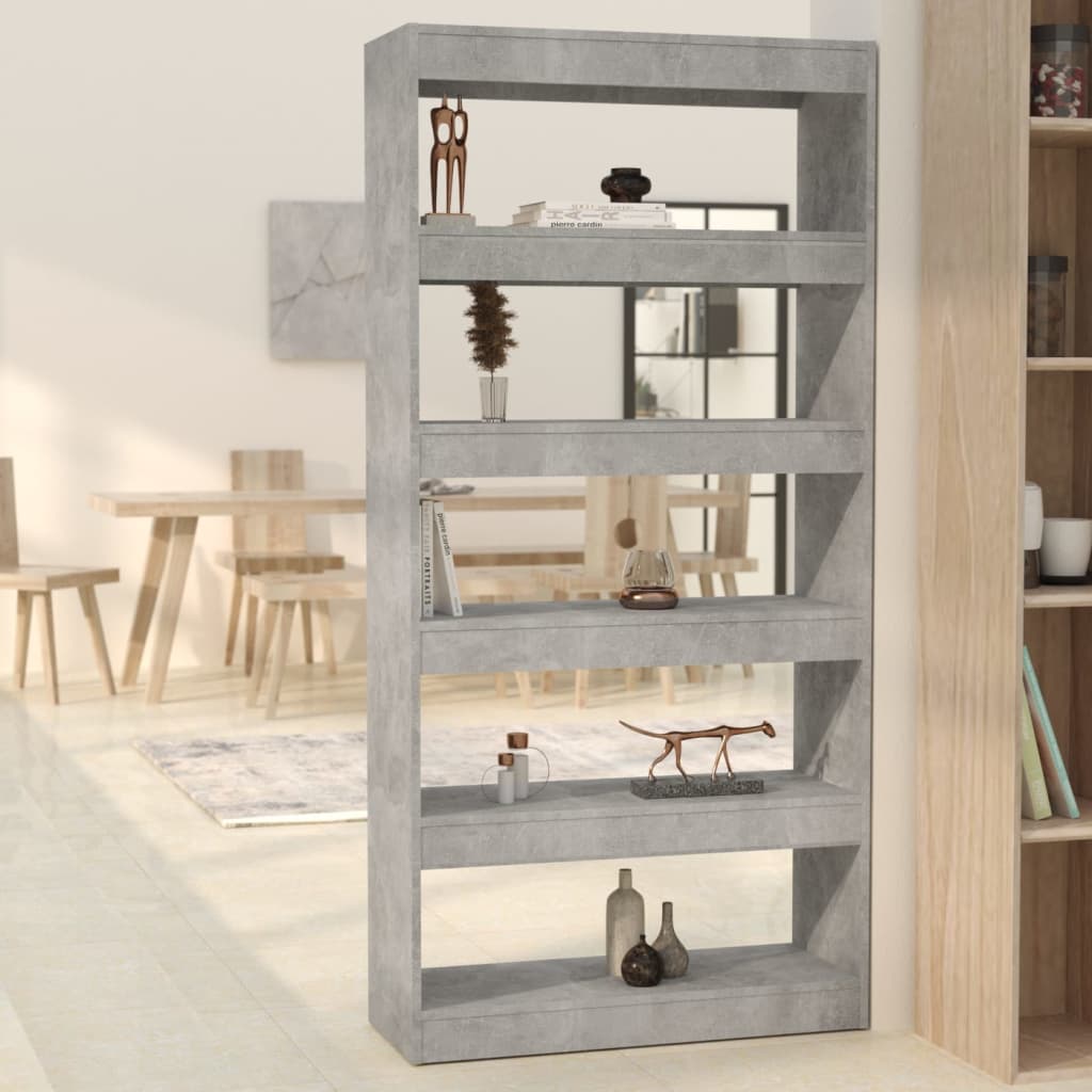 Bibliothèque/Séparateur de pièce Gris béton bois d'ingénierie - XIOS