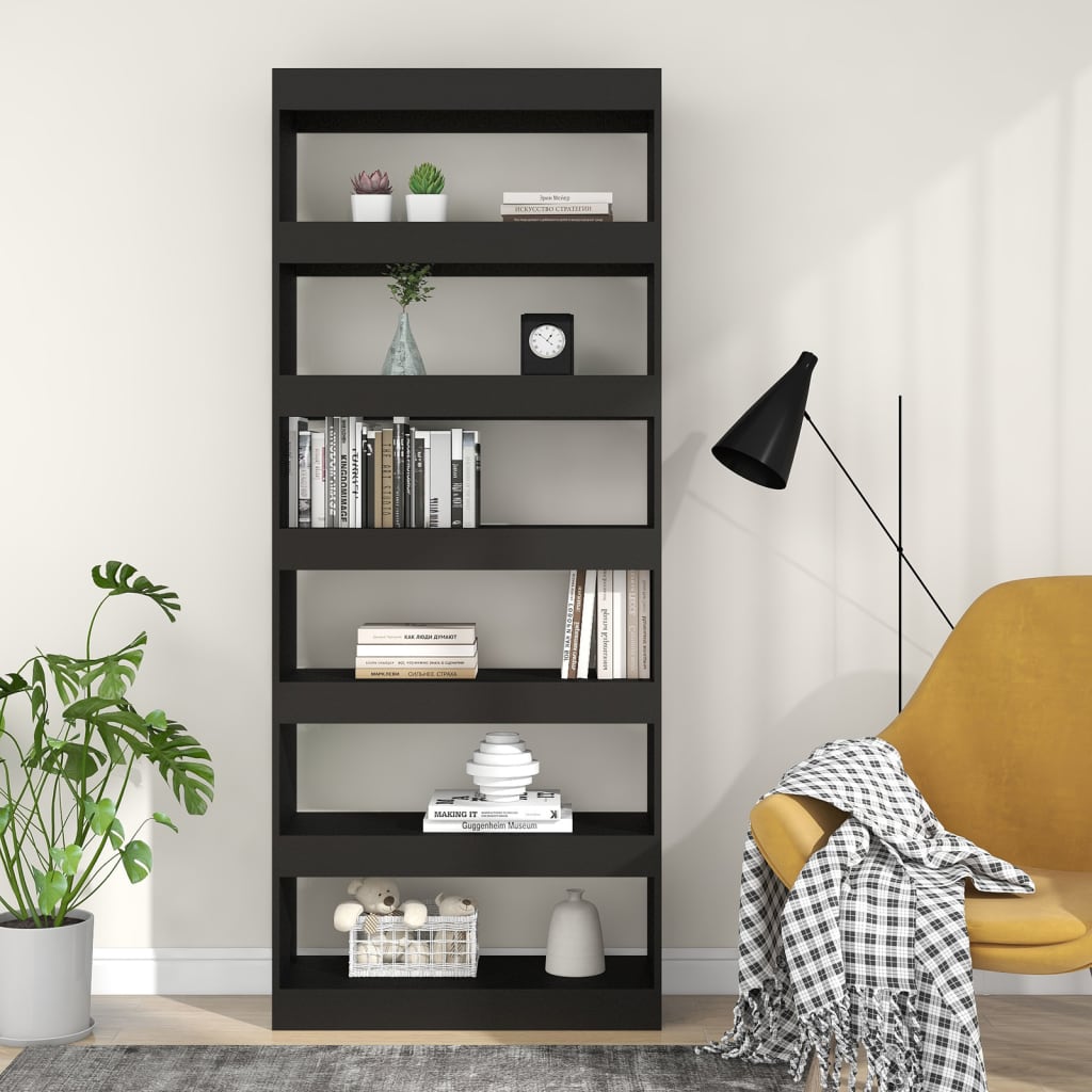 Bibliothèque/Séparateur de pièce noir bois d'ingénierie - XIOS