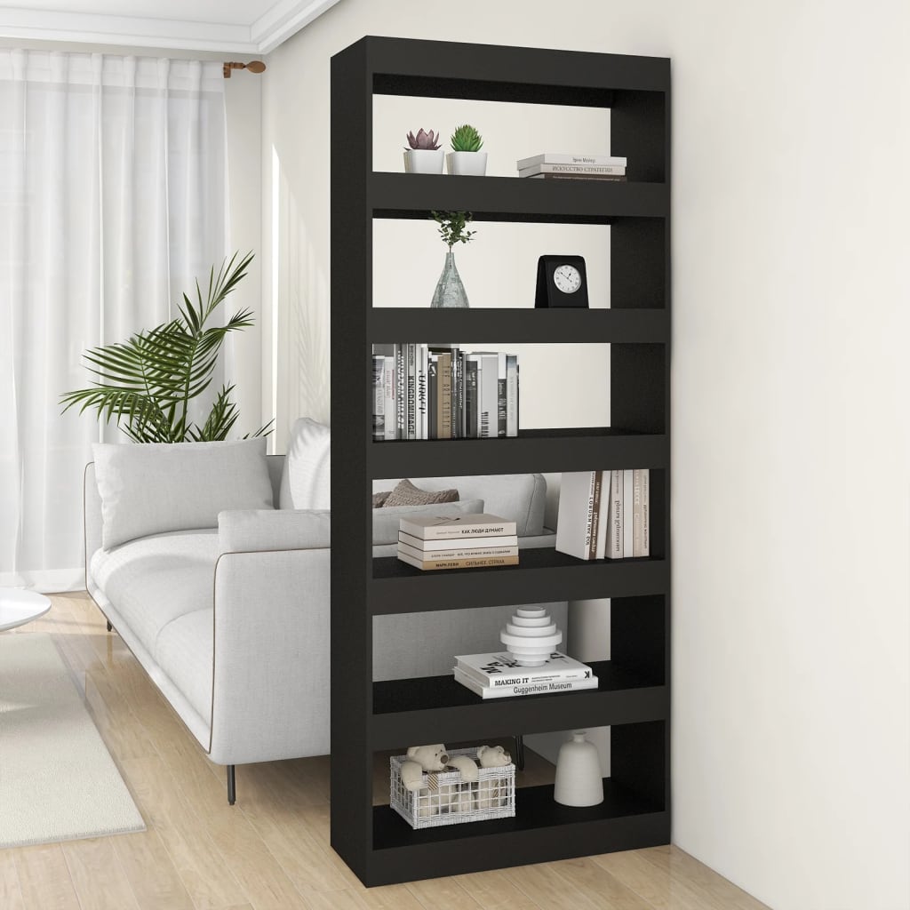Bibliothèque/Séparateur de pièce noir bois d'ingénierie - XIOS