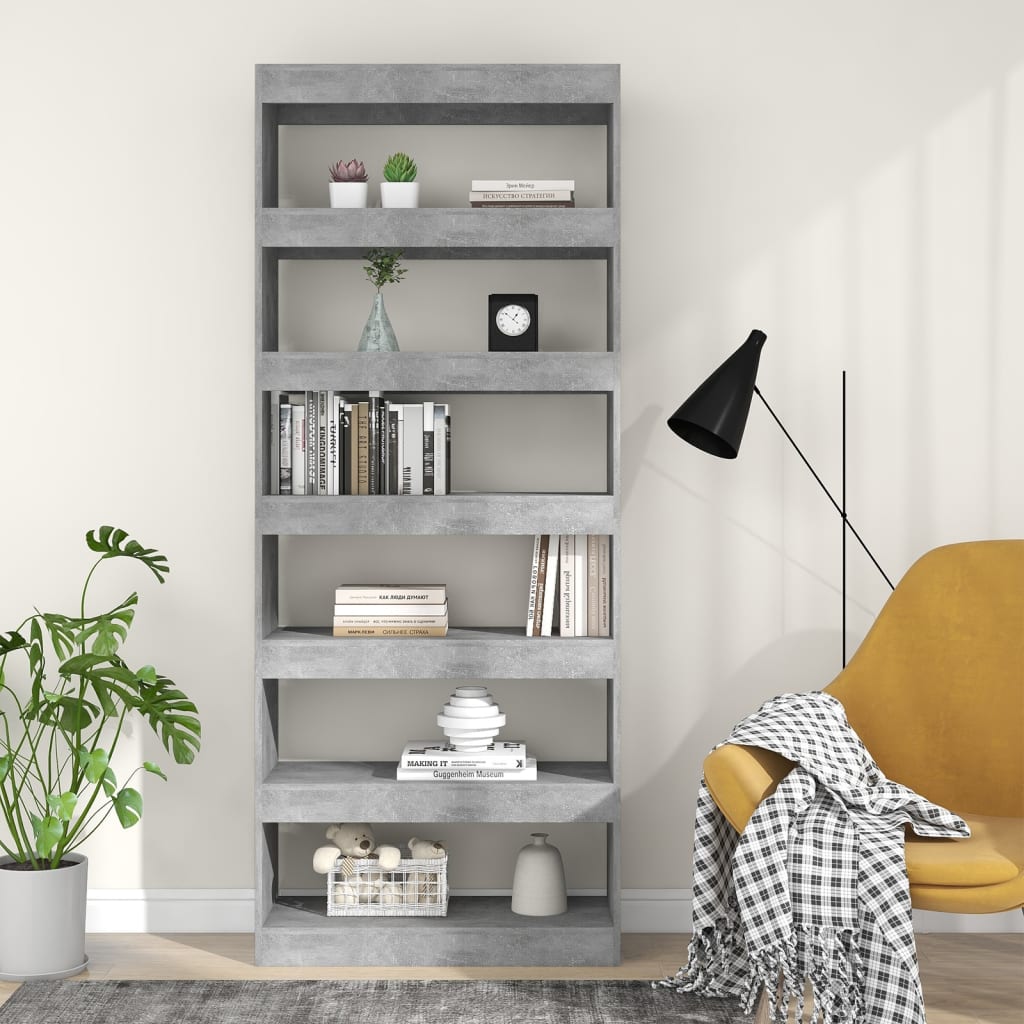 Bibliothèque/Séparateur de pièce Gris béton Bois d'ingénierie - XIOS