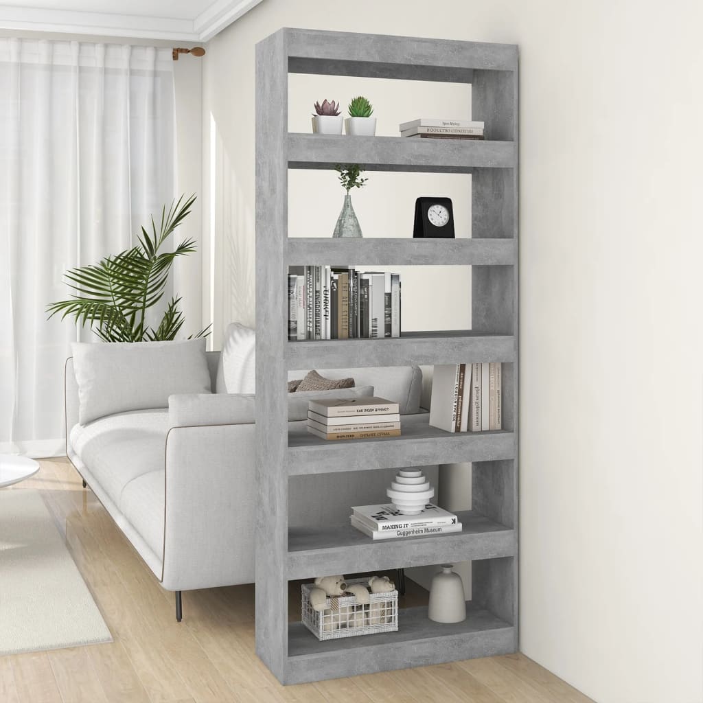 Bibliothèque/Séparateur de pièce Gris béton Bois d'ingénierie - XIOS