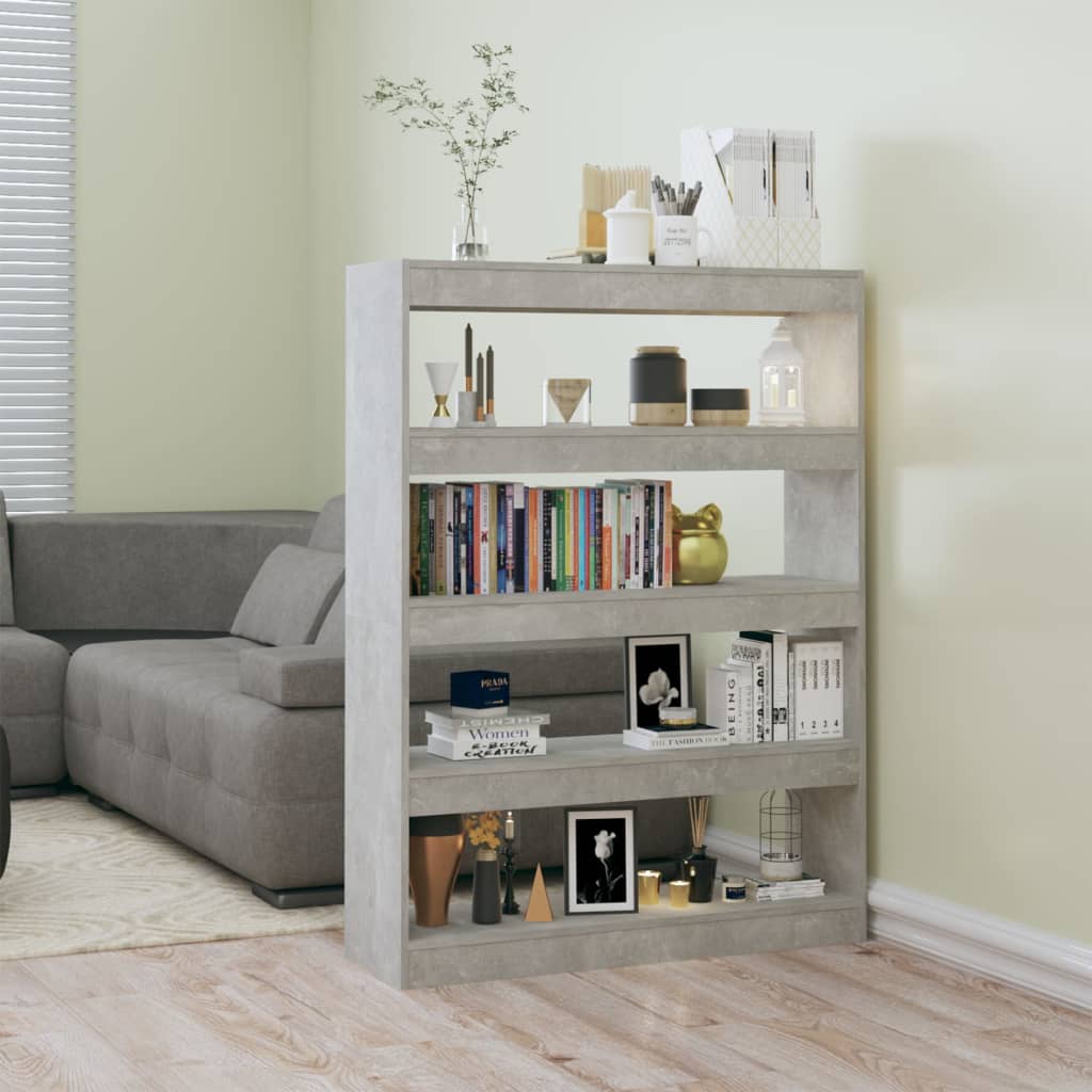 Bibliothèque/Séparateur de pièce Gris béton 100x30x135 cm - XIOS