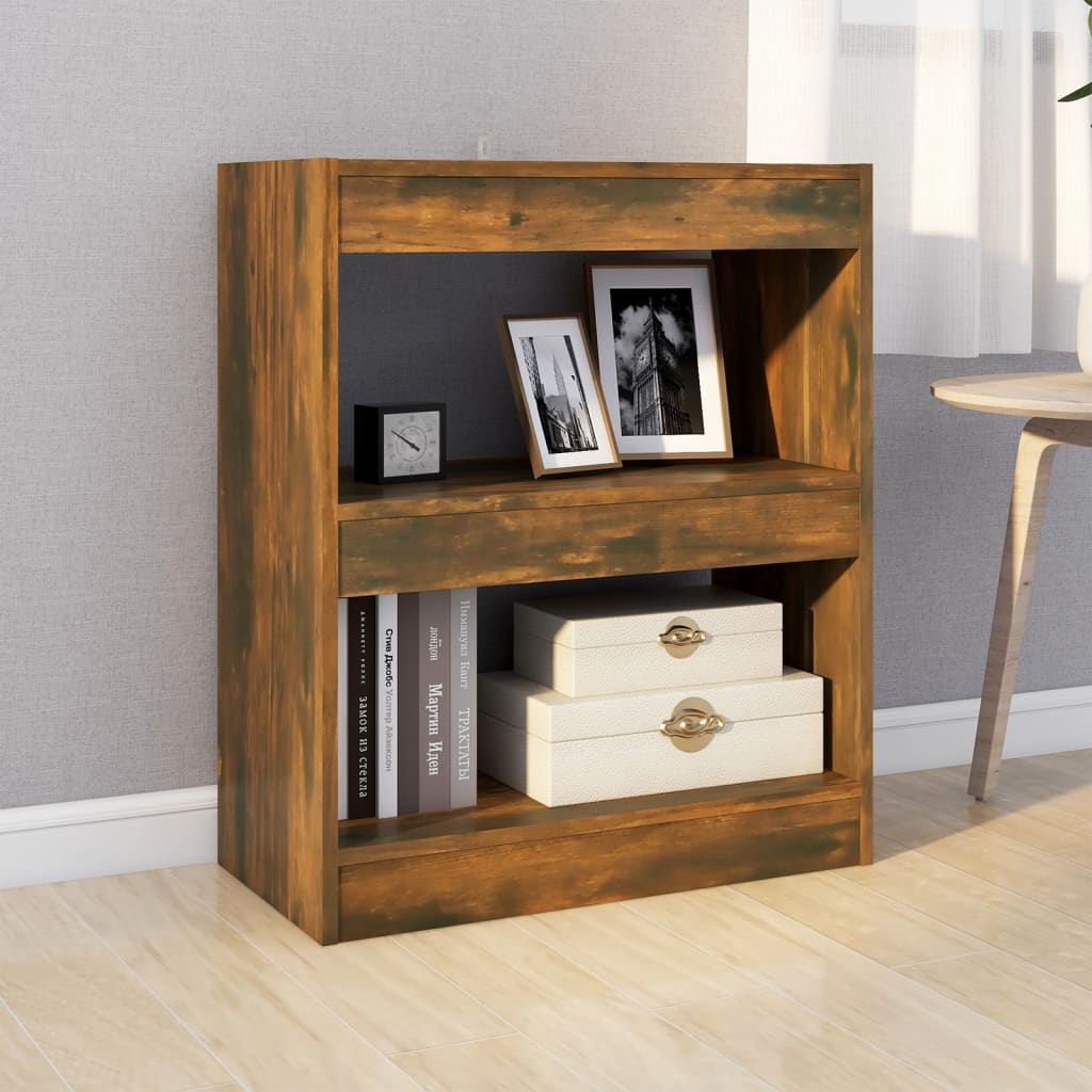 Bibliothèque/Séparateur de pièce chêne fumé 60x30x72 cm - XIOS
