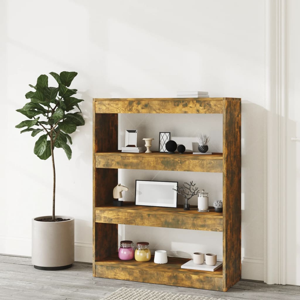 Bibliothèque/Séparateur de pièce chêne fumé bois d'ingénierie - XIOS