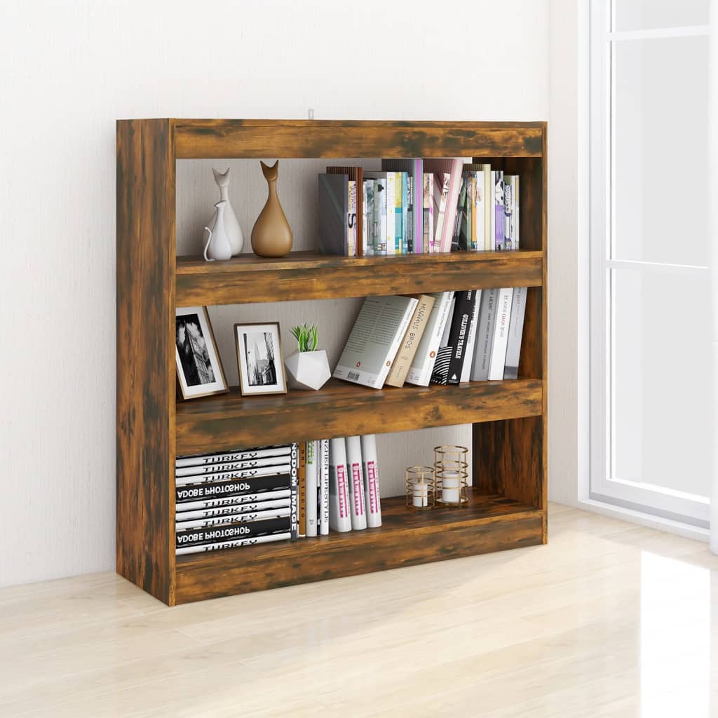 Bibliothèque/Séparateur de pièce chêne fumé 100x30x103 cm - XIOS