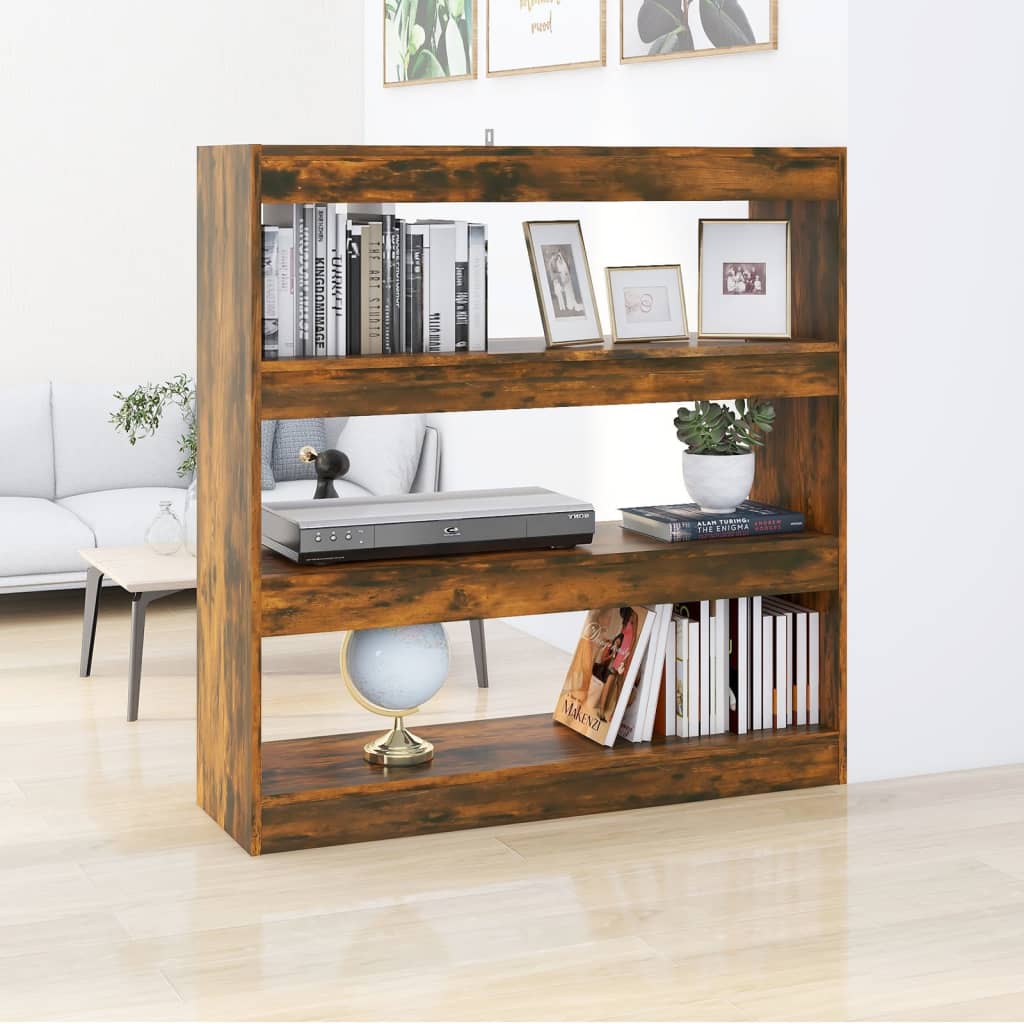 Bibliothèque/Séparateur de pièce chêne fumé 100x30x103 cm - XIOS