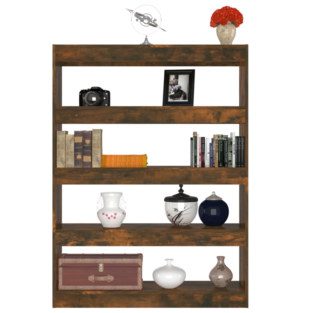 Bibliothèque/Séparateur de pièce chêne fumé 100x30x135 cm - XIOS