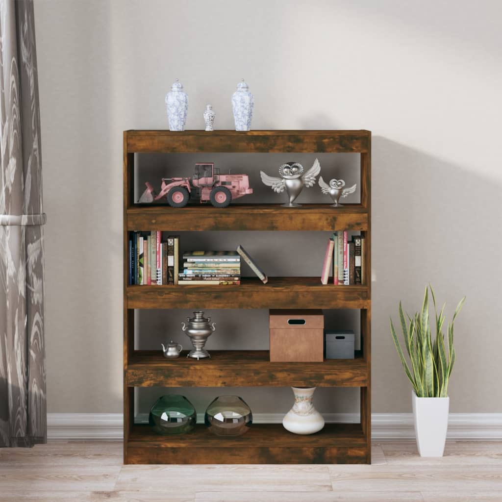 Bibliothèque/Séparateur de pièce chêne fumé 100x30x135 cm - XIOS