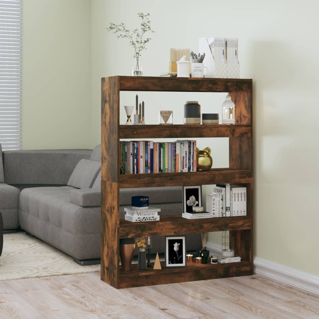 Bibliothèque/Séparateur de pièce chêne fumé 100x30x135 cm - XIOS