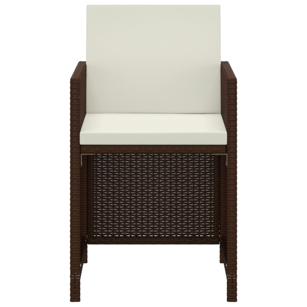 Ensemble à manger de jardin et coussins 3 pcs Poly rotin Marron