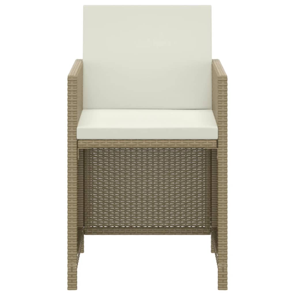 Ensemble à manger de jardin et coussins 3 pcs Poly rotin Beige