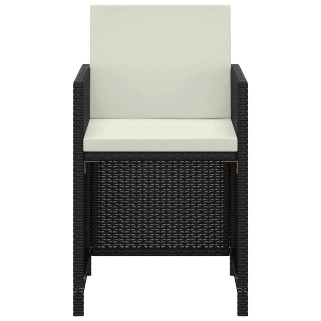 Ensemble à manger de jardin coussins 3pcs Résine tressée Noir